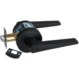 NEWBANG HARDWARE Black Door Lever for Bedroom & Bathroom Solid Privacy Door Lever with MatteBlack Finish, MD8820-DB-BK-1P