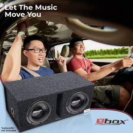 Bbox Dual Vented 12 Inch Subwoofer Box - Pro Audio Tuned Dual Car Subwoofer Boxes & Enclosures - Premium Subwoofer Box Improves Audio Quality, Sound & Bass - Spring Loaded Speaker Terminals