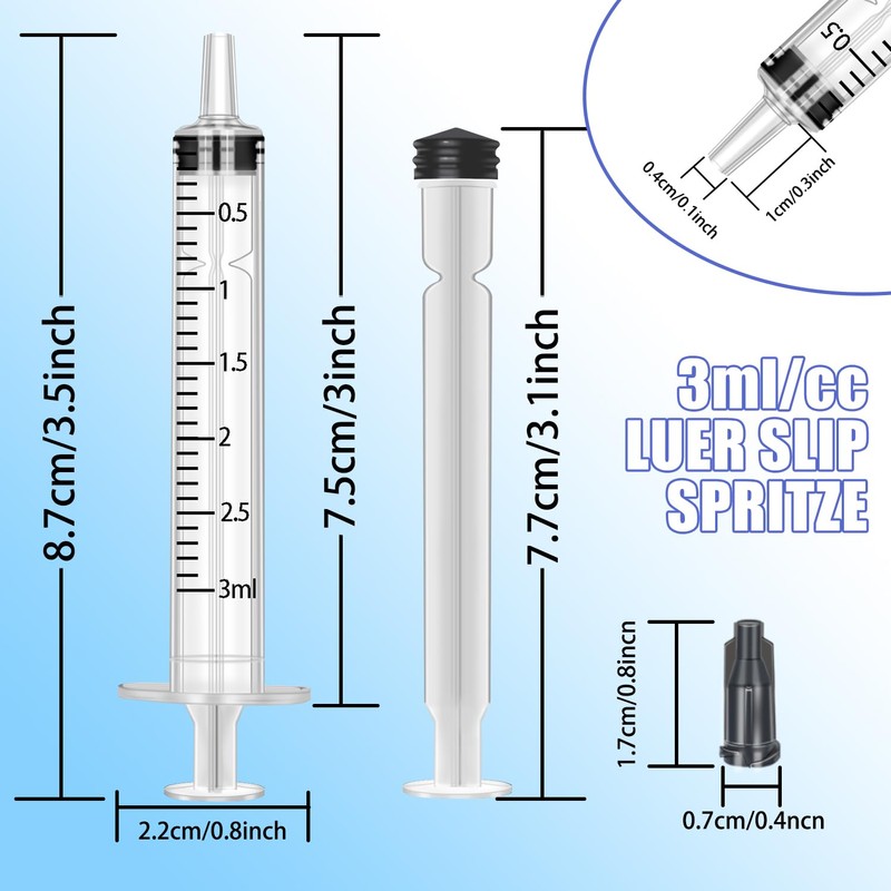 Gufastoe Pack of 50 3 ml Syringe with Protective Caps