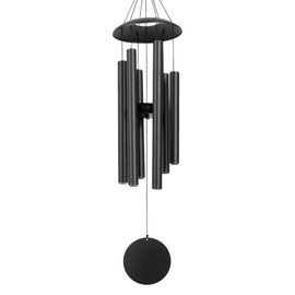 Wind Chimes for Outside, 28-Inch Simple Metal Wind Chimes Deep Tone with 6 Thick Aluminum Tubes – Ideal Gift for Mom or Grandma, Perfect for Garden, Patio, or Backyard Decoration (Black)
