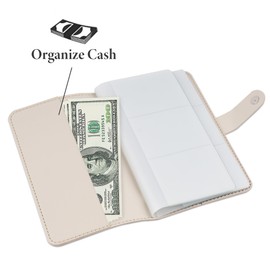 Jasenna Business Card Holder,Business Card Book Case PU Leather Organization Binder Name ID Card Holder for Men & Women, Up to 96 Cards Capacity(1-Beige3)