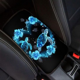UNICEU Sea Turtle Auto Center Console Cover Pad Universal Fit for SUV Truck Cars Armrest Seat Box for Men Women