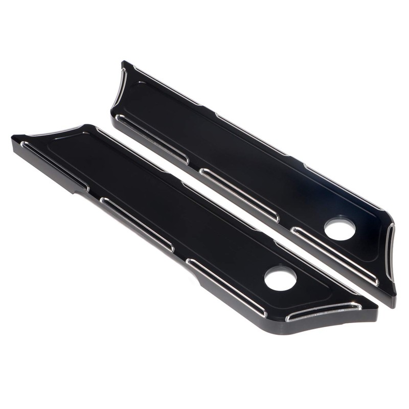 Black Saddlebag Outer Lid Hinge Latch Covers for Harley Electra
