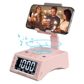 JTEMAN Gifts for Men Women,Cell Phone Stand with Wireless Bluetooth Speaker,Adjustable Cool Tech Kitchen Gadgets,Unique Birthday Gift Idea for Him, Husband, Boyfriend（Pink）