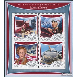 Prophila Collection Sao Tome e Principe 7473-7476 Miniature Sheet (Complete Edition) Mint NH ** MNH 2017 Amelia Earhart (Stamps for Collectors) Aircraft / Balloons / Zeppelins / Aviation