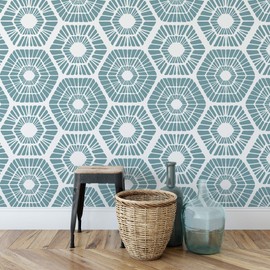 Scandinavian Geometric Pattern Wall Stencil - Modern Accent Wall & Floor Stencil for Wallpaper Look