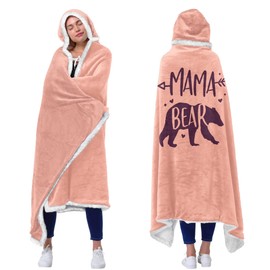 Vprintes Mama Pink Wearable Blanket Hoodie - Birthday Gifts for Mom from Daughter Son - Wife Birthday Gifts, Gifts for Wife from Husband