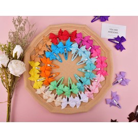 Ruyaa 40pcs Small Pinwheel Hair Bow Snap Clip Fully Wapped for Baby Girl Toddler Hair Accessories Barrettes Pigtail Pairs Assorted Solid Color Little Girls Christmas Gifts