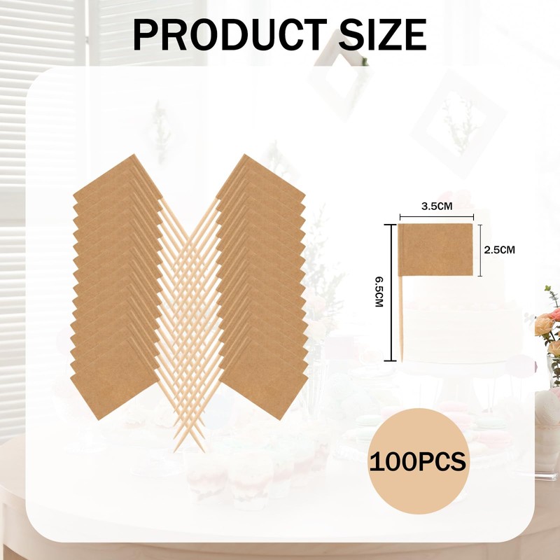 Bliceon 100 Mini Toothpick Flags - Double-Sided Food Labels for