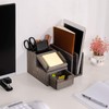 Liry Products Gray Rustic Wood Desk Organizer Storage Cabinet Mail