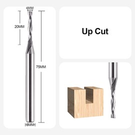 SpeTool Spiral Groove Cutter 8 mm Shaft Upcut 4 mm Cutting Diameter 20 mm Cutting Length CNC Milling Cutter for Router Spiral Cutter Router Bit Slot Cutter Wood Groove Cutter 2 Flutes Solid Carbide