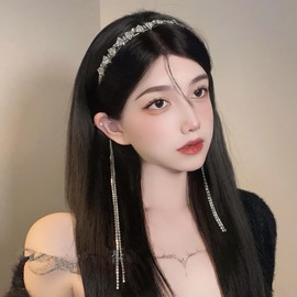 E EMZHOLE Wedding Butterfly Headband Head Chain Silver Tassel Hair Hoop Band Hair Vine Vintage Decorative Headwear Headpieces Hair Accessories for Women and Girls Headdress (03)