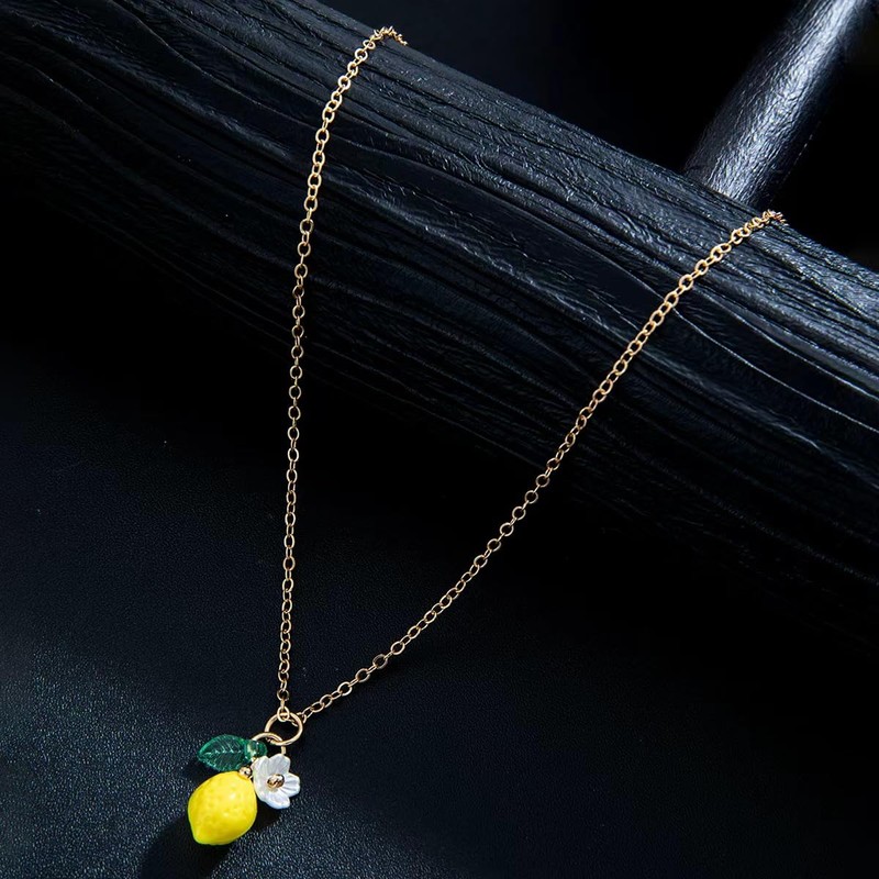 Vurotry Lemon Necklace for Women Lemons Pendant Necklace (Gold)