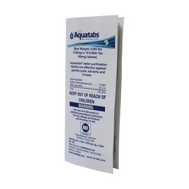 Aquatabs 49mg Water Purification Tablets (50 Pack). Water Filtration System for Hiking, Backpacking, Camping, Emergencies, Survival, and Home-Use. Easy to Use Treatment and Disinfection.