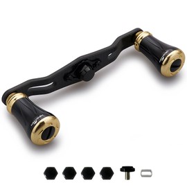 HEIGHTEN 3.3/3.7 inches (85/95 mm) Reel Handle 1.5K Carbon Cloth Carbon Shimano Daiwa Abu General Purpose Bait Reels Pillar Series (Black & Gold, V2.0-95 mm) (1000)