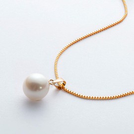 DENGGUANG Gold Pearl Pendant Necklaces Freshwater Cultured White Pearl 9-10mm Single Pearl Necklace with 18" Silver Chain Jewellry Gifts for Women Bridesmaid, Rose Gold
