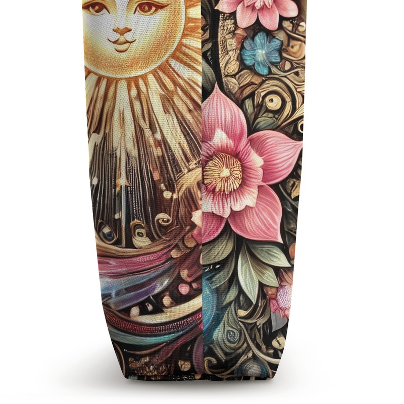 Heavenly Cosmic Day Night Sun Moon Stars Celestial Floral Tote