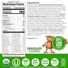 Orgain Organic Kids - Batido nutricional de proteínas para niños, chocolate, aperitivos saludables para niños, 8g de proteína láctea, 3g de fibra, 22 