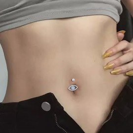 DAOCHONG Evil Eye Belly Ring 925 Sterling Silver Belly Button Piercing with Internal Thread Dainty Belly Rings Valentine's Day Jewelry Gifts for Her