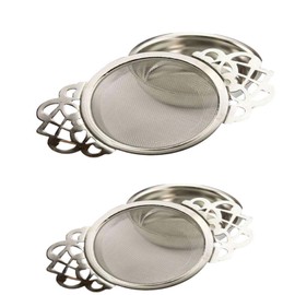 2 Pack Tea Strainers with Drip Bowls,Stainless Steel Loose Leaf Tea Strainers-The Empress Tea Strainer Mesh Tea Infuse with Double Winged Handles-Silver2