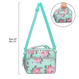 Amersun Lunch Bag for Kids - Padded Durable Insulated Lunch Box with Adjustable Shulder Strap & 2 Pockets for Girls Boys Toddler School,Thermal Freezable Cooler Tote Keep Food Fresh,Light Blue Rose