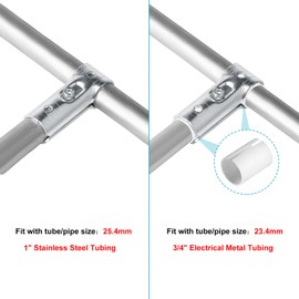 eoere 20 Sets T Pipe Connector Tee Clamp Fittings, Fits 3/4" EMT Conduit with PE Adapter Shims, Also Fits OD 1.000" Round Tube