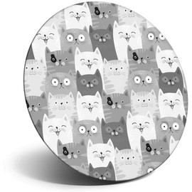 Destination Vinyl ltd Magnet for Refrigerator, Fridge BW - Cute Cat Audience Grey White for Office, Cabinet and Whiteboard, Magnetic Stickers, 36368