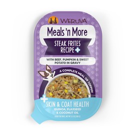 Weruva Meals 'n More Natural Wet Dog Food, Steak Frites Dinner Plus Skin & Coat Health, 3.5oz Cup (Pack of 12)