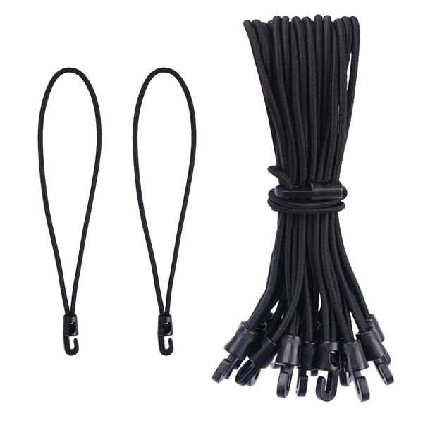 KINDPMA Pack of 60 Elastic Straps with Hooks, Black, 2