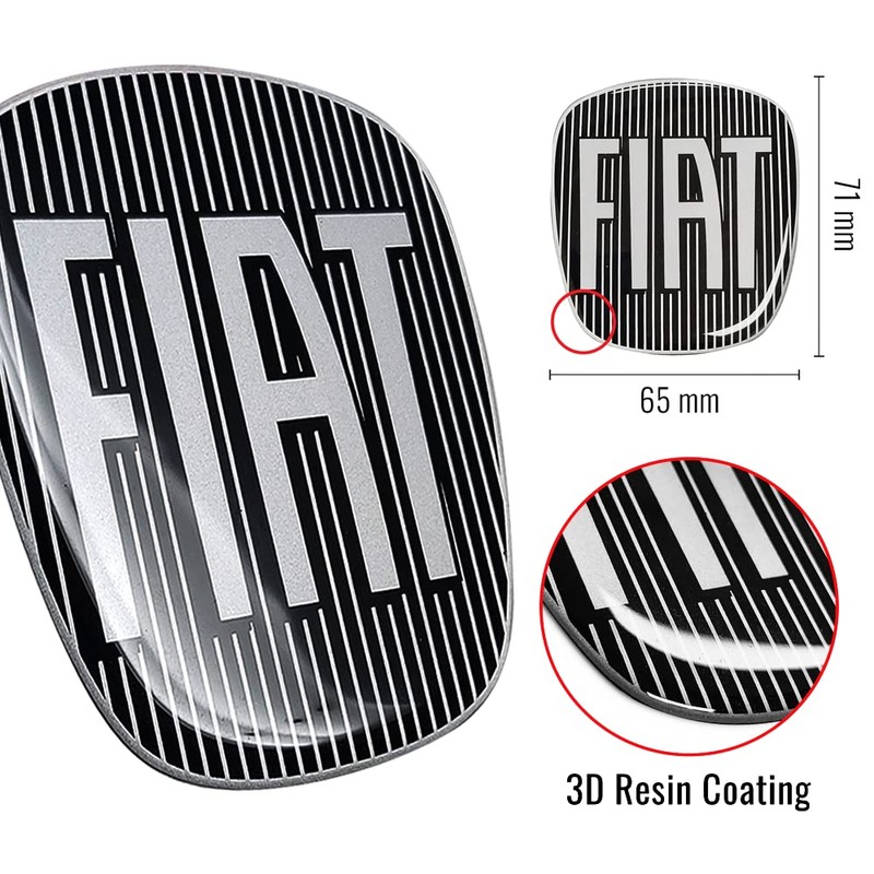 Fiat Punto Evo Logo 3D Sticker Rear Black 71x65mm 14186G