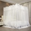 NXGIO Bed Canopy Curtain Double Layer 4 Corners Post Lace