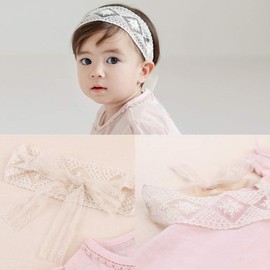 4 Pack Baby Girls Headbands Hair Bow, Headband Newborn Bow Handmade Soft, Soft Lace Bow Knot Headbands, Lace Headbands for Toddlers, Baby Girls Hair Bow