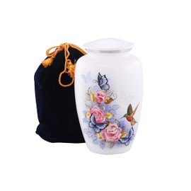 URNS OF DIGNITY Humming Bird Cremation URNS,URN for Human Ashes, Adult URN for Funeral, Burial, Columbarium or Home, Cremation Urns for Human Ashes Adult 200 Cubic Inches:- with Velvet Bag