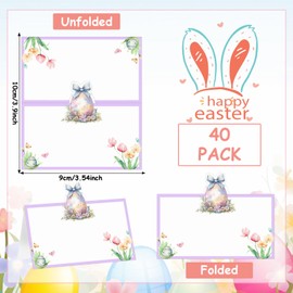 Easter Place Cards – 40 Pack Watercolor Bunny & Egg Pastel Spring Name Cards, Easter Table Decor & Party Supplies for Dinner, Brunch & Holiday