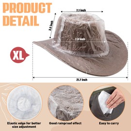 Cowboy Hat Cover, Plastic Cowboy Hat Rain Covers Waterproof Hat Protector Covers for Storage, Keep from Rain Snow Dust, 3pcs Xl White, 0