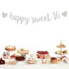 Silver Happy Sweet 16 Birthday Banner, Glitter Happy 16th Birthday