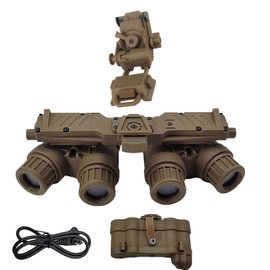 GPNVG 18 Night Vision Goggles Dummy Model with Night Vision Mount for PVS15/PVS18, Four-Tube Binocular Night Vision for Tactical Helmet NVG Mount, Cosplay Prop, No Function (Tan)