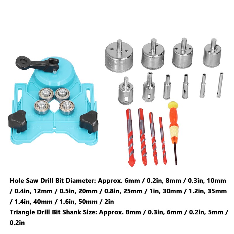 16Pcs Diamond Drill Bit Hole Saw 6‑50mm Cutter Drilling Tool