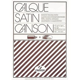 Canson Satin A4 90 GSM Short Side Glued Pad Translucent Tracing Paper (Pack of 50 Sheets)