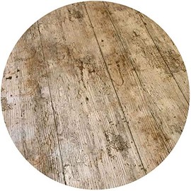 QPC Direct Wooden Plank Rustic Wood Effect Print PVC Oilcloth Table Cover Vinyl Tablecloth (53" Round)