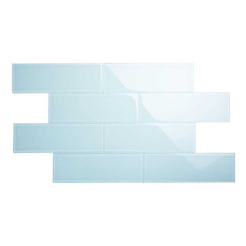 Giorbello Glass Subway Backsplash Tile, 4x4, Morning Sky Blue, Sample