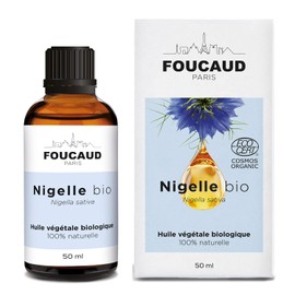 FOUCAUD Vegetable Oil from Nigella, Nigella Sativa, Organic, 100% Natural, Soothing, Cleansing, Revives the Scalp, 50 ml, French Brand Since 1946
