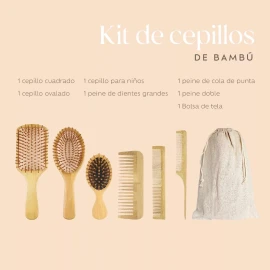 Opál Cosmética Kit Cepillos Y Peines De Bambú Antifrizz + Bolsa De Manta