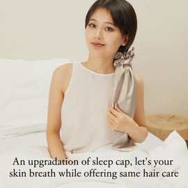 LILYSILK 100% Silk Bonnet for Sleeping & Daily Usage, 2-in-1 Silk Bow Hair Ties with Silk Scrunchies for Long and Curly Hair Elastic Adjustable for Women Ladies and Girls Bright Coffee