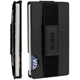 RARITIK Minimalist Carbon Fiber Wallet for Men, Money Clip Cash Strap Wallet, RFID Blocking Metal Wallet Aluminum Card Holder,Front Pocket Wallet