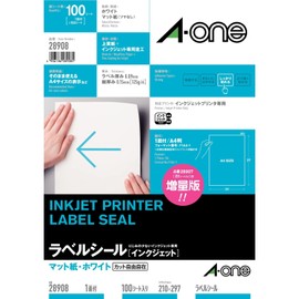 エーワン ラベルシール インクジェット A4 ノーカット 100シート 28908