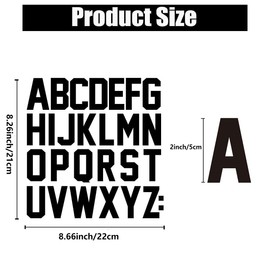 2 Sheets Iron on Letters for Clothing - 2 Inch Iron on Vinyl Letters - Heat Transfer Letters with A-Z PU Alphabets Letters, Iron on Letters for Fabric - Clothing T-Shirt Printing DIY Craft(Black)