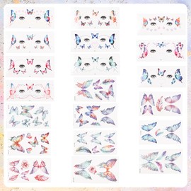 20 Sheets Glitter Butterfly Temporary Tattoos for Women Girls, Waterproof Flash Eye Face Body Art Butterflies Stickers for Festival Makeup Decoration Rave Accessories