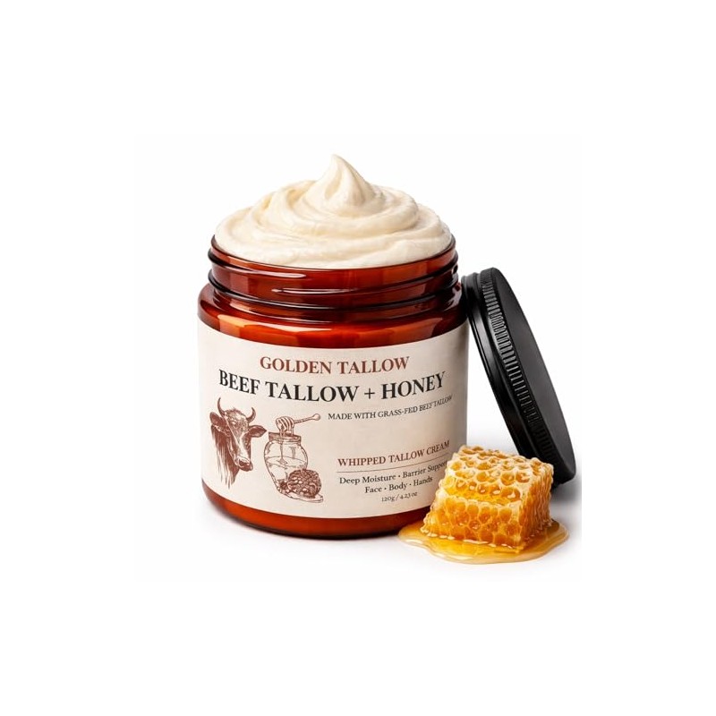 Whipped Tallow Honey Balm for Face & Skin, Beef Tallow