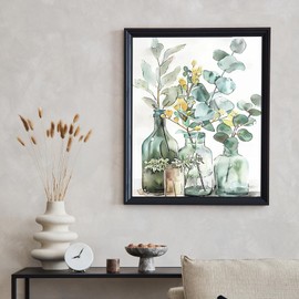 Ninonly Paint by Number Kits Framed Canvas, Eucalyptus Paint by Numbers Arts and Crafts Kits for Adults Beginner, Paint Brushes, Acrylic Paint, 9 * 12 Inch